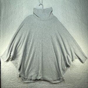 PureJill J.Jill Poncho Sweater Women's ONE SIZE Gray Waffle Knit Cowl Neck